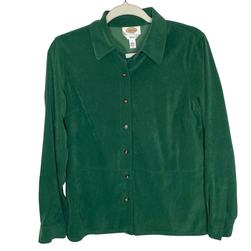 Vintage Talbots Stretch Green Button Up Shirt womens size small